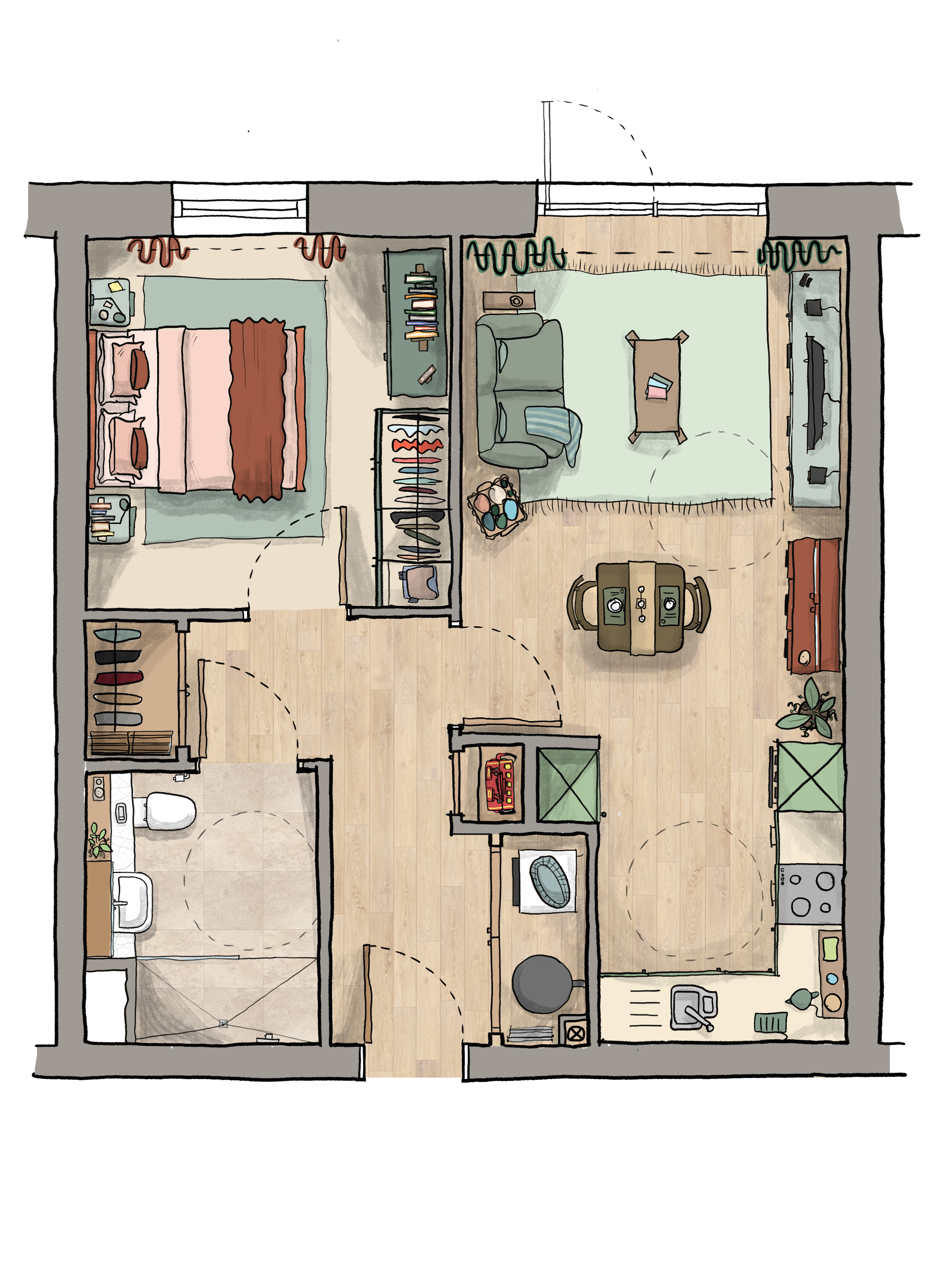 1 Bed flat artwork design 